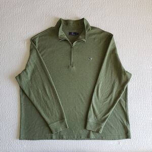 VINEYARD VINES Men's Knit 1/4 Zip Mock Neck Pullover Logo Sweater (4XB) Green